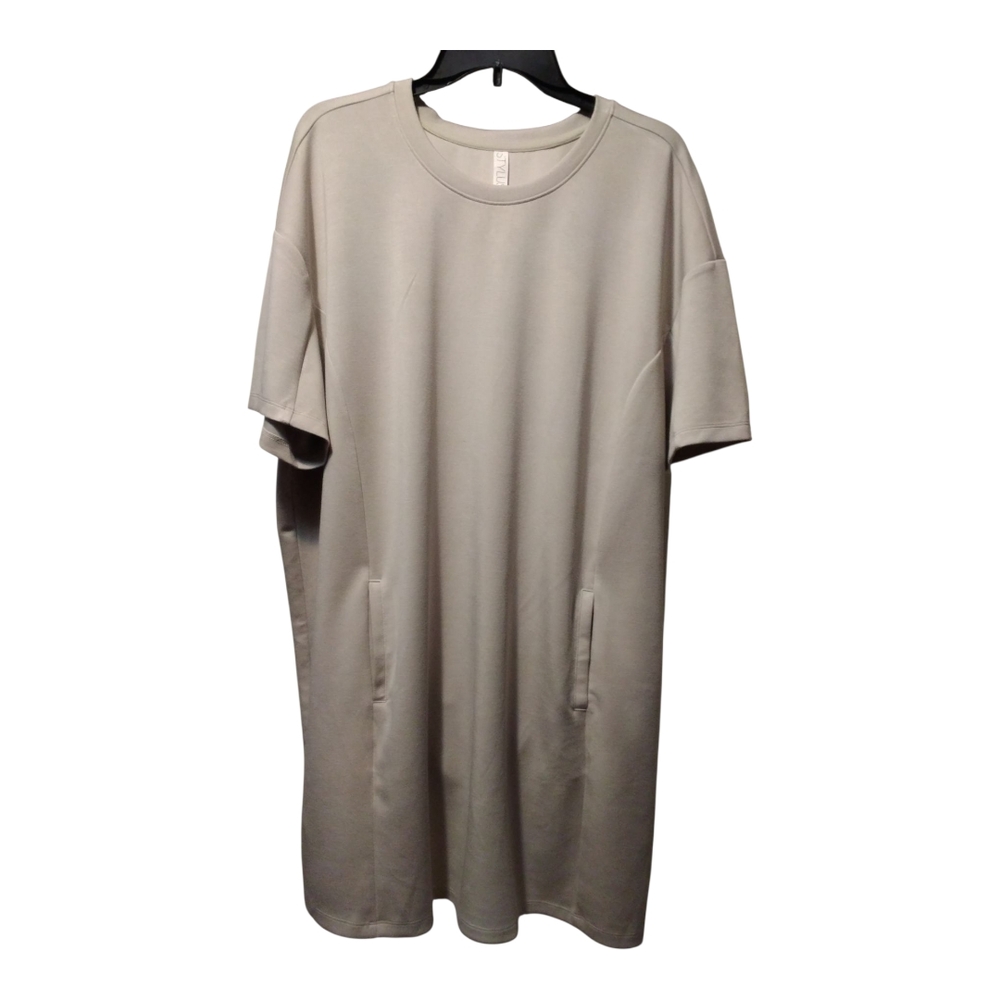 STYLUS Tan Raglan Short Sleeve Midi Dress